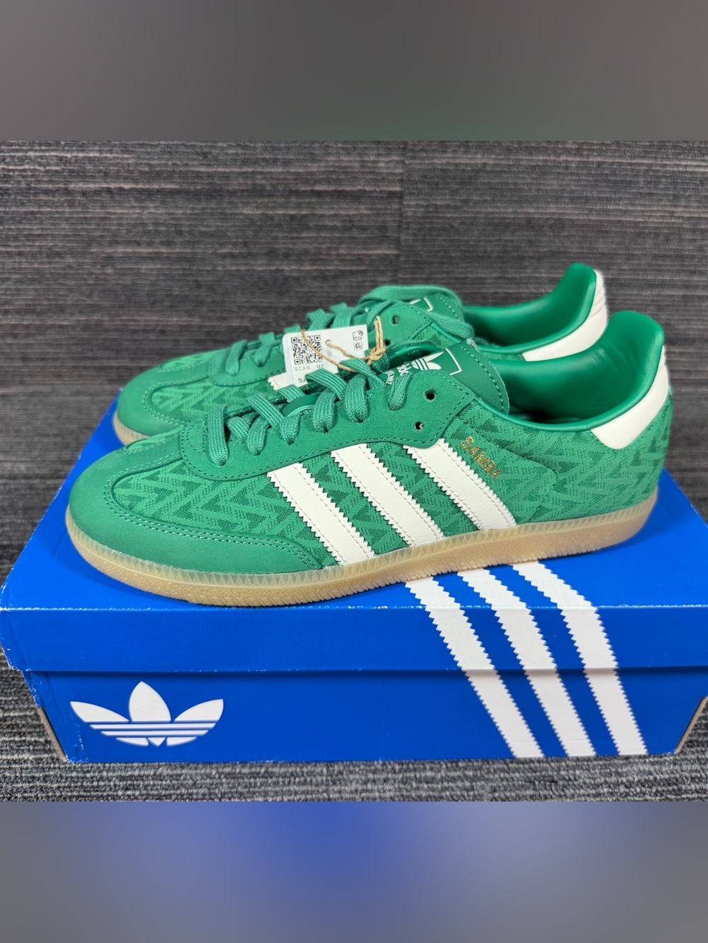 adidas Original Samba OG Bold Green/Off White/Gold Metallic Women’s 8 New IH3976 - Picture 2 of 8